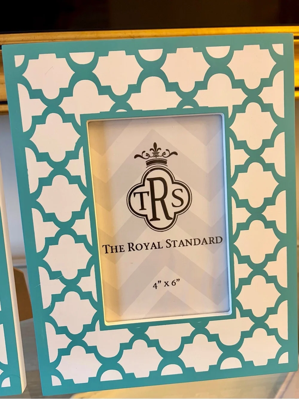 The Royal Standard Turquoise & White Geometric 2 4x6 Picture Frames Set